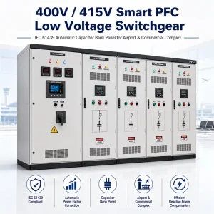 400V 415V Smart PFC Low Voltage Switchgear IEC 61439 Automatic Capacitor Bank Panel for Airport & Commercial Complex