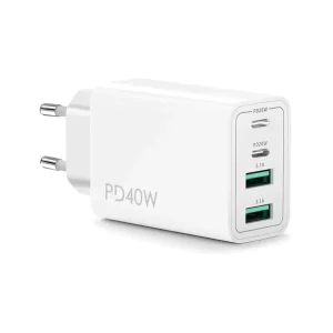 40W 4-Port USB-C and USB-A Multi-Charge PD Power Adapter