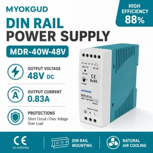 40W 48V 0.8A DIN Rail Power Supply AC 100-240V to DC 48V Switching Driver for Industrial LED Equipment