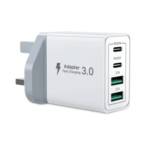 40W Fast Charge USB C Plug 4 Port Multi Charger for iPhone 16 15 14 Dual Port PD Adapter +QC Wall Plug USB Desktop Power