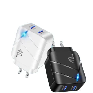 40W PD 3.0 Wall Charger, 2 USB-C Ports, USB-C Mobile Phone Adapter