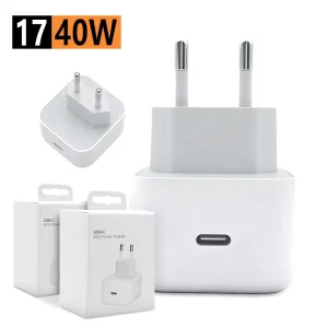 40W PD USB-C Wall Charger with EU/US/UK Plug for Mobile Phones
