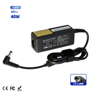 40W Replacement AC Adapter 20V 2A 5.5×2.5MM DC Output OTP OVP Protection OEM CE RoHS Laptop Power Supply