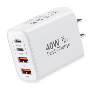 40W USB-C 4-Port Wall Charger PD QC Multiport Power Adapter