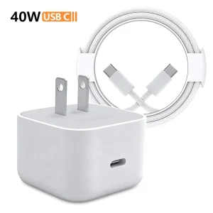 1m 40W Type-C PD 3.0 Fast Charger Cube USB-C Power Adapter for Laptop 17/16/15/14/13/12 Pro Max