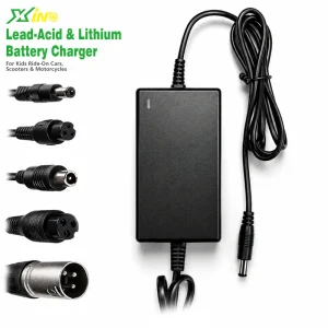 42V 1A Lead Acid Lithium Battery Charger for Kids Ride on Car Electric Scooter Fireproof Design Universal Plug LED Indicator