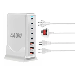 440W GaN USB Type C Fast Charger 8 Port Desktop Charger with SCP & PD 3.0 for Laptop Charging Station