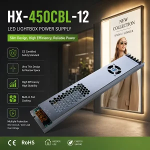 450W 12V LED Switching Power Supply with Cooling Fan High Efficiency Light Box Transformer for Advertising Signage