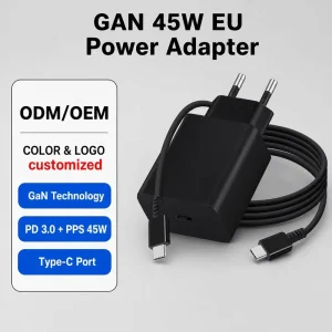 45W GaN PD USB-C Single-Port Charger with 1.8M Cable, Universal Travel Adapter