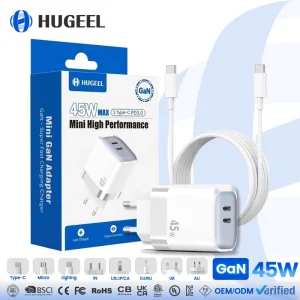 45W GaN USB-C Charger Adapter Plug PD Charging GS CE Mini USB-C Wall Charger Kit for Phone Laptop
