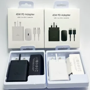 45W PD USB-C Power Adapter for S21/S24/S22/S23/Note 20 Ultra Phones
