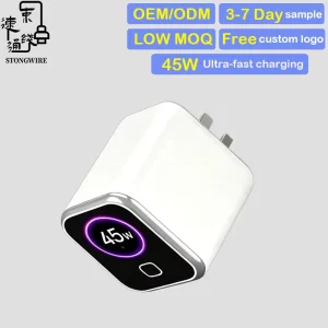 45W USB-C GaN Power Adapter with Display PD QC Multi-Port US UK EU Plug