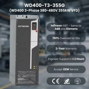 480HP Megawatt AC Drive 380V 355kW WD400-T3-355G Variable Speed Controller for Heavy Duty Pumping Hub VSD Inverter