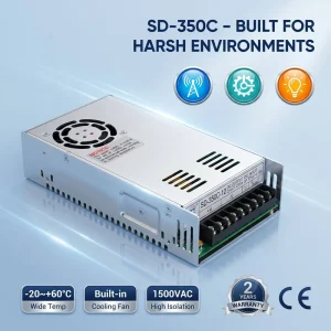 48V DC DC Converter 350W SD 350C 48 36 72VDC Wide Input 7.3A Output Enclosed Power Supply for Industrial Use
