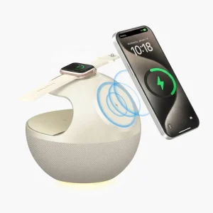 5 1 Leather PC Fabric Magnetic Wireless Charger Night Light Phone Holder Fast Charging Station 25W 45W 65W for Desktop Bedroom