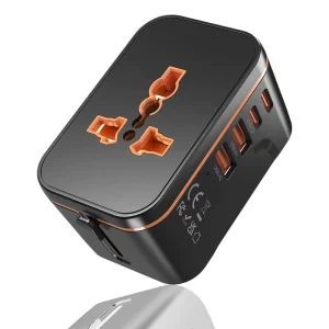 5-In-1 Worldwide Travel Charger All-in-One Universal Travel Adapter Two PD20W and Two QC3.0 Charging Ports for Travel Home
