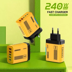 5-Port 240W USB-C Wall Charger with Quick Charge 3.0, Travel Adapter