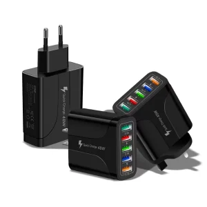 5-Port Fast Charging Mobile Phone Charger 5.1A Multi-Port US EU UK Plug Adapter