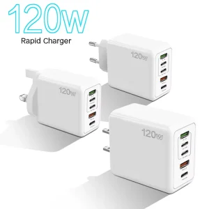 5 Ports Wall Charger PD 120W Fast Charging Multi Ports Travel Power Adapter US EU UK Plug for Mobile Phone