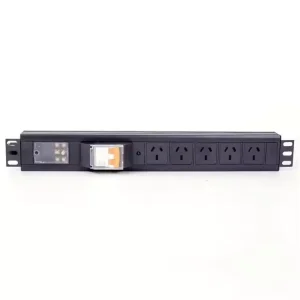 5 Way AUS Type PDU 19 Inch 1U Rack Mount Power Distribution Unit with Surge Protection Power Strip for Network Cabinet IT Use