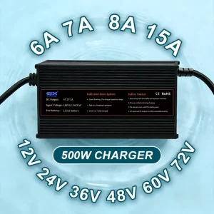 500W 15A 10A 8A 7A 6A Lead Acid Lithium LiFePO4 Electric Portable Battery Charger 12V 24V 36V 48V 60V Forklift Chargers