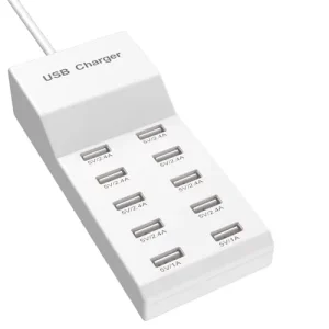 50W 10-Port USB Desktop Charging Station for Phones Tablets and MP4 Players