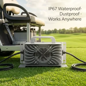 51.2V 15A 16S LiFePO4 Smart Charger for Golf Course Fleet 100Ah Battery with AC DC Output and OTP OVP Protection