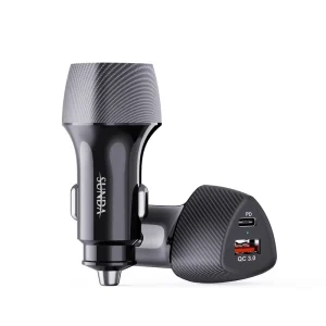 51W Fast Charging Car Charger QC PD3.0 Dual Port OTP Protection PC Fireproof Type C Cigarette Lighter Adapter
