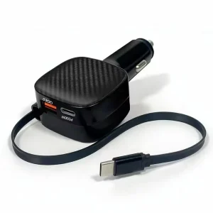55W 3 in 1 Fast Car Charger PD Retractable USB CC Able Dual Type C USB A Multi Port 12V 24V Universal Car Charger Adapter