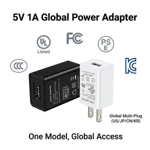 5V 1A USB Power Adapter LX050100 UL FCC PSE CCC KC US/JP/CN/KR Plug for Humidifiers Fascia Guns