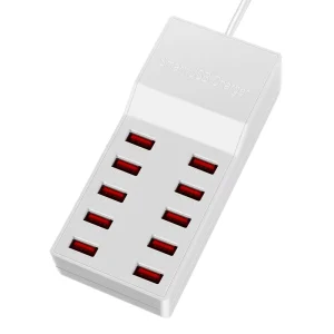 5V 2.4A 10-Port USB Wall Charger for Mobile Phone & Tablet QC2.0 51W Output