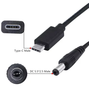 5V 2A 3A Type C Male to DC 5.5mm X 2.1 2.5 mm Male Power Jack Extension Charge Cable