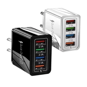 5V 2A 4-Port USB Mobile Phone Charger 220V Input Travel Adapter for US and European Use