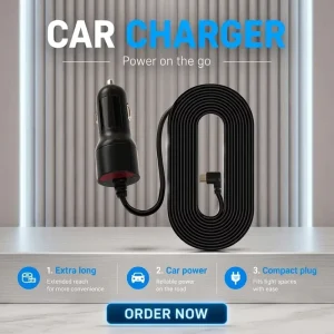5V 2A Car Charger Adapter with Cable for Dash Cam, Phone, GPS and Tablet