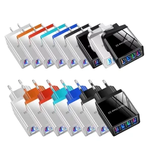 5V 3.1A Universal Travel Adapter with 4 USB Ports for UK EU and US Plugs