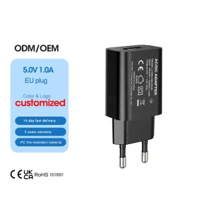5W 5V 1A USB Type-C Wall Charger AC DC Power Adapter EU Plug CE RoHS ERP REACH OTP OVP Protection
