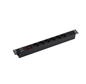 6-Outlet Aluminum Alloy Fully CE ROHS Approved Power Distribution Unit European Plug Type Black Color