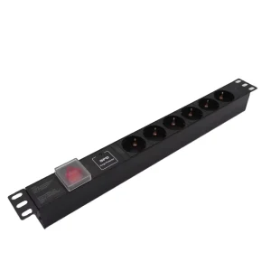 6 Outlets 16A German Type 19″ 1U Power Distribution Unit PDU with Surge Protection