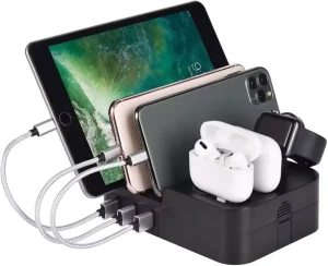 6 Port Flexible USB Charging Station Hub Desktop Charger Stand Organizer Fireproof Material for Laptop iPhone for Pro