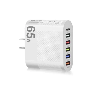 6 Port GaN Charger 5USB+Type C Fast Charging Adapter with EU US UK Plug for Phones Tablets Home Use
