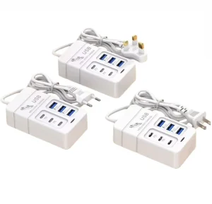 6 Ports 35W Fast Charging Charger 3 USB 3 Type C Desktop Multifunction Power Charger Adapter for Home Office School Travel Room