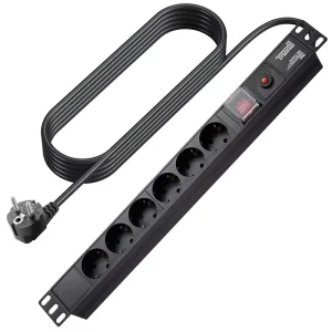6-Way German Type EU Power Distribution Unit for Equipment with Overload Protection Sockets and Switches 240V Voltage PDU Socket