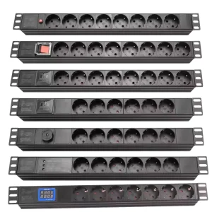 6-Way German Type Power Distribution Equipment with Surge Protection SPD & Switches 240V PDU Socket
