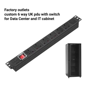 6-Way UK Switched Rack PDU 13A CE Certified Aluminium 1U Mountable Power Distribution Unit for Data Center & Server Rack