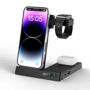 6 in 1 Folding Wireless Charger 15W Foldable Rotatable Portable Fast Stand Phone Multifunction USB Type C