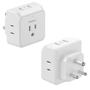 6-in-1 Travel Converter Power Adapter with South African Smart Socket Multi-Outlet Adapter and USB Type-C
