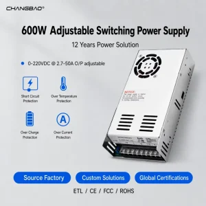 600W Adjustable Power Supply 12V 15V 24V 36V 48V 60V 72V 80V 110V 150V 220V 2.7A-50A AC DC Switching Power Supply