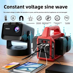 600W Pure Sine Wave Inverter 4-Bay for 18V Lithium Batteries to 110V/220V AC Port 65W USB-C PD & Work Light