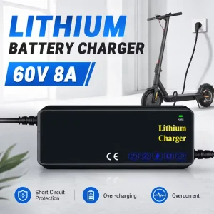 60V 8A Fast Charging E Bike Charger Compatible Various AC DC Connector Plugs Ready Electric Scooter Battery Charger