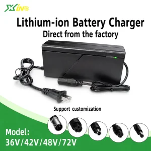 60V Electric Bike Battery Charger 2A Li ion Power Supply Adapter CE FCC RoHS Certified 100cm Cable E bike Scooter Red Green LED